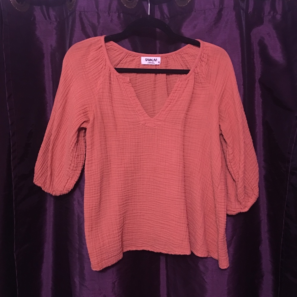 Linen peach boutique top